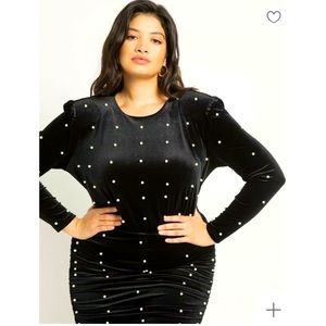 Eloquii Black Velvet Pearl Minidress